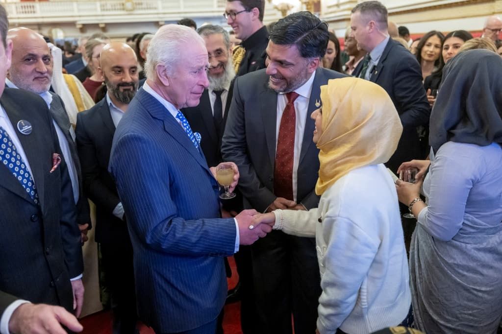 Islamic Relief representatives being greeted at the Buckingham Palace Humanitarian Reception.
